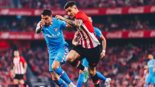 Partido de LaLiga Santander entre el Athletic Bilbao y Atletico Madrid en San Mames el 30 de abril de 2022.
