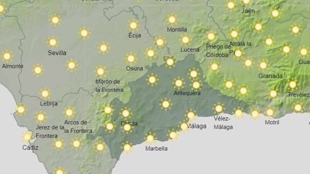 Mapa del tiempo en Málaga para este domingo.