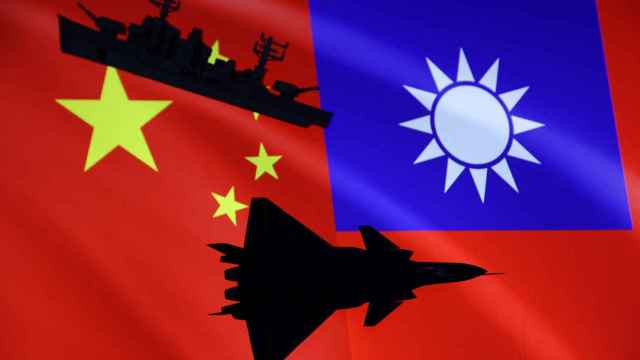 Ilustración que muestra la bandera china y la taiwanesa.