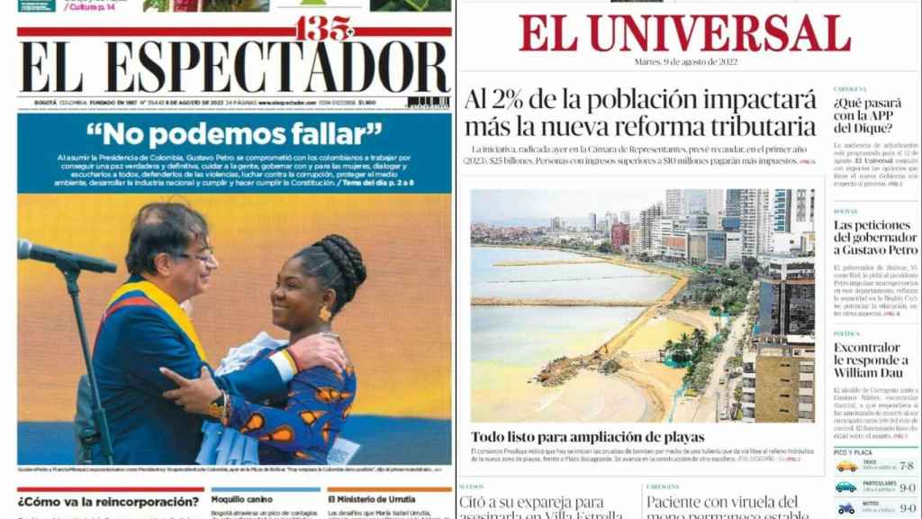 Los principales diarios de Colombia no recogían este martes en sus portadas la polémica sobre el gesto de Felipe VI ante la espada de Bolívar.