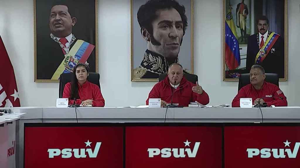 Diosado Cabello durante el acto del Partido Socialista de Venezuela celebrado el lunes.