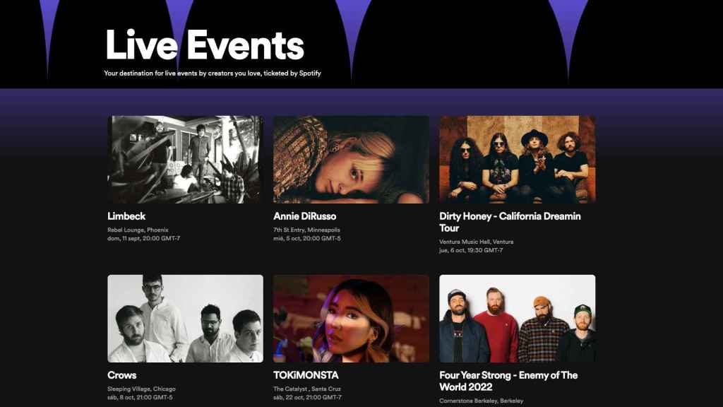 Eventos en vivo de Spotify.