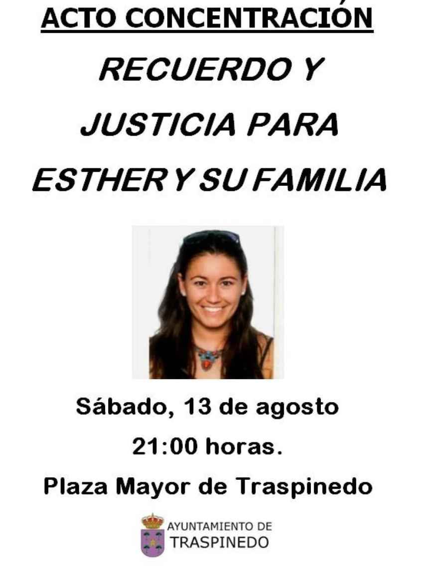 Cartel de la concentración de este sábado en Traspinedo en recuerdo de Esther López.