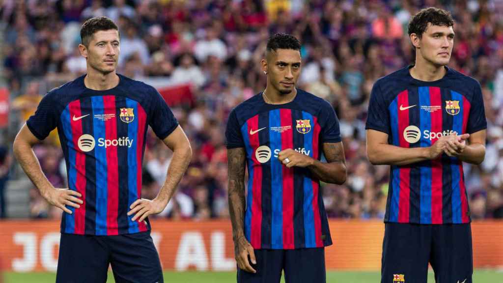 Lewandowski, Raphinha y Christensen, en el Trofeo Joan Gamper con el FC Barcelona