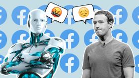 Fotomontaje con un robot y Mark Zuckerberg.