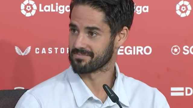Isco Alarcón, durante su rueda de prensa con el Sevilla