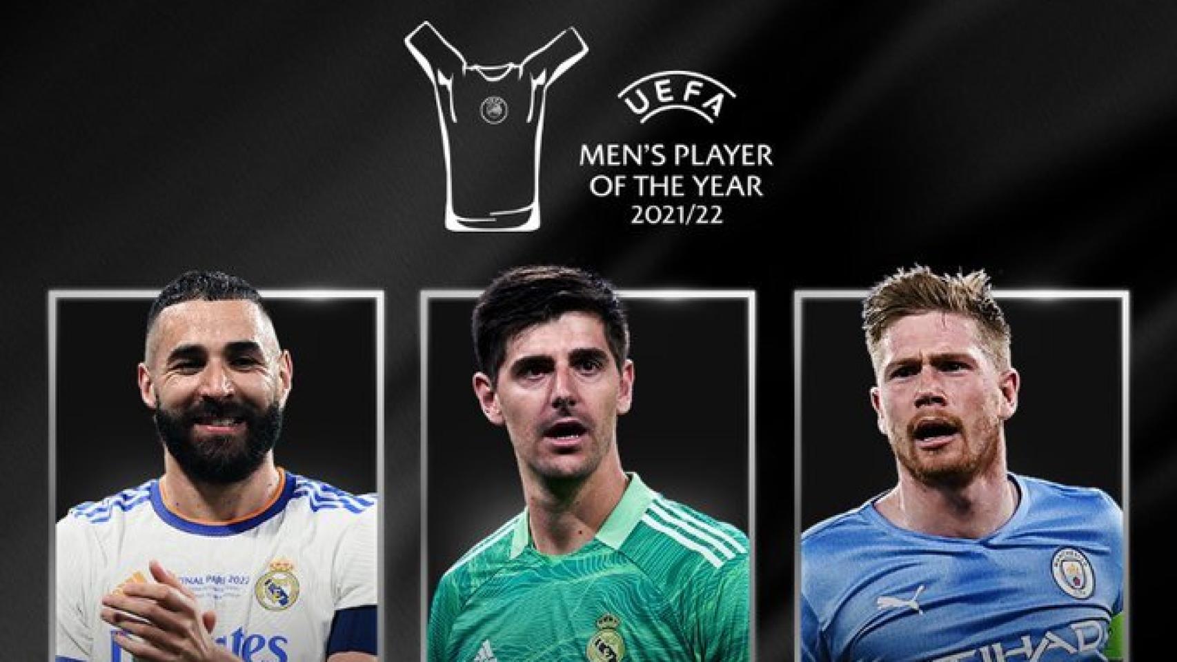 Benzema, Courtois and De Bruyne nominated for UEFA Men's Player of