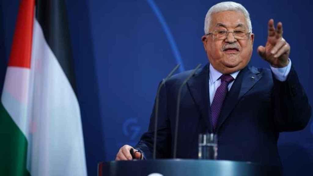 El presidente de la Autoridad Palestina, Mahmud Abbas, este martes en Berlín.