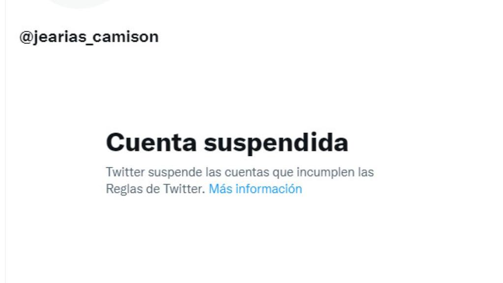 Captura de la cuenta suspendida de José Eugenio.