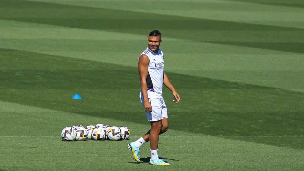 Casemiro en su último entrenamiento con el Real Madrid