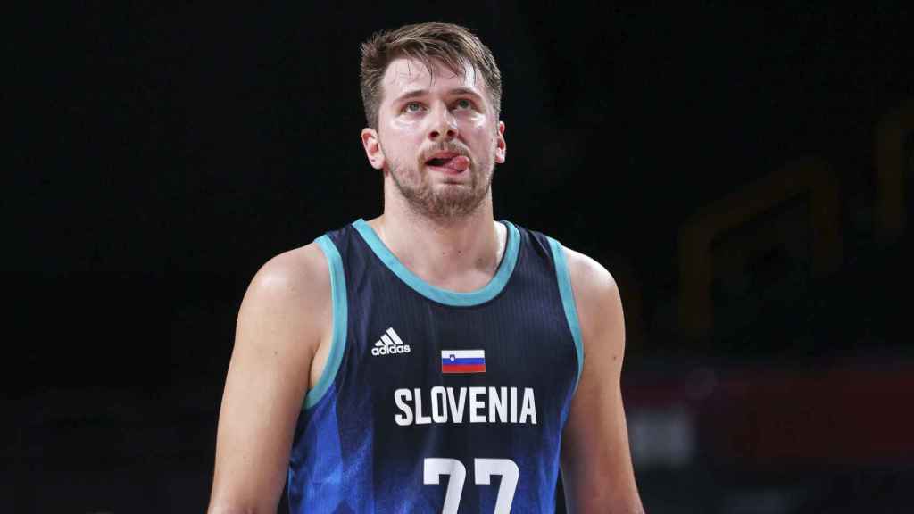 Luka Doncic during a match with Slovenia