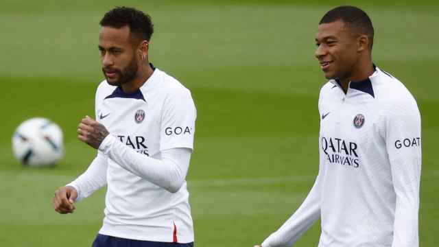 Neymar y Mbappé, en un entrenamiento del PSG