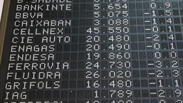 Un panel en el Palacio de la Bolsa de Madrid.