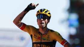 Primoz Roglic celebra su victoria en Laguardia en la 4ª etapa de La Vuelta 2022
