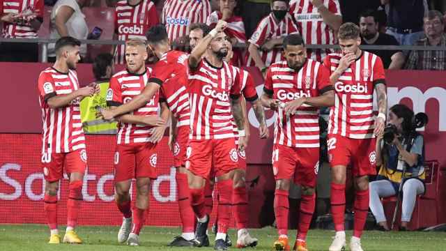 Los jugadores del Girona celebran un gol en La Liga 2022/2023