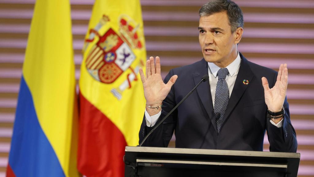 Pedro Sánchez, this Wednesday in Bogotá.