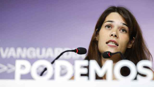 Isabel Serra, portavoz de Podemos, durante su rueda de prensa de este miércoles.