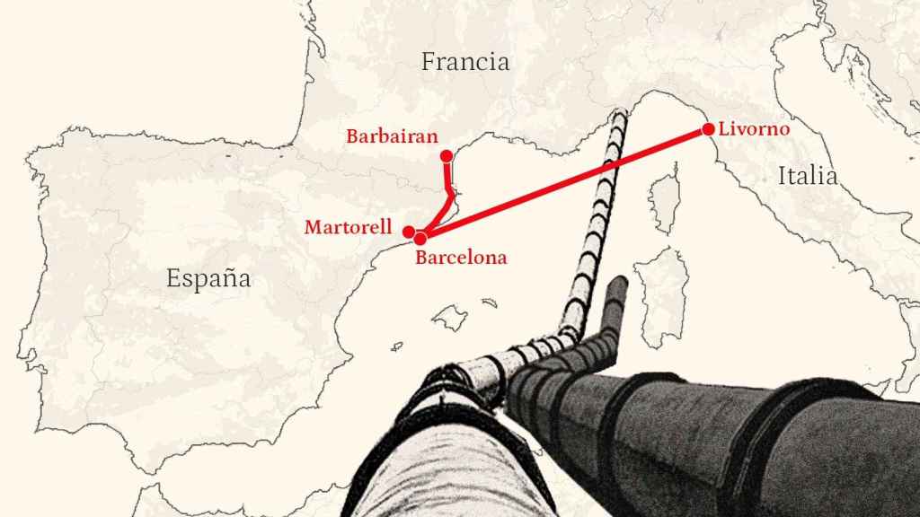Áreas por las que se planean que podría el gasoducto MidCat y el une España e Italia.