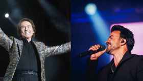 Raphael y Luis Fonsi cantando en un concierto