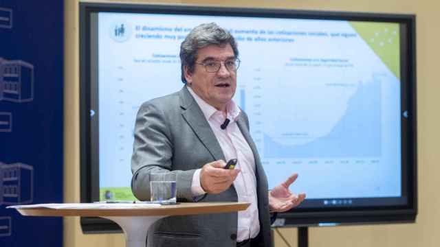 José Luis Escrivá, ministro de Inclusión, Seguridad Social y Migraciones, presentando datos de afiliación.