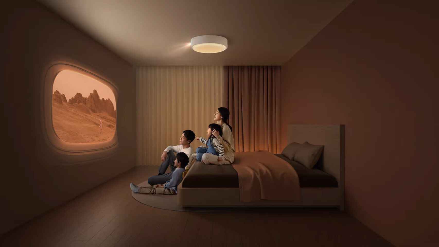 Este ingenioso proyector también es una luz de techo con altavoz  inalámbrico incorporado