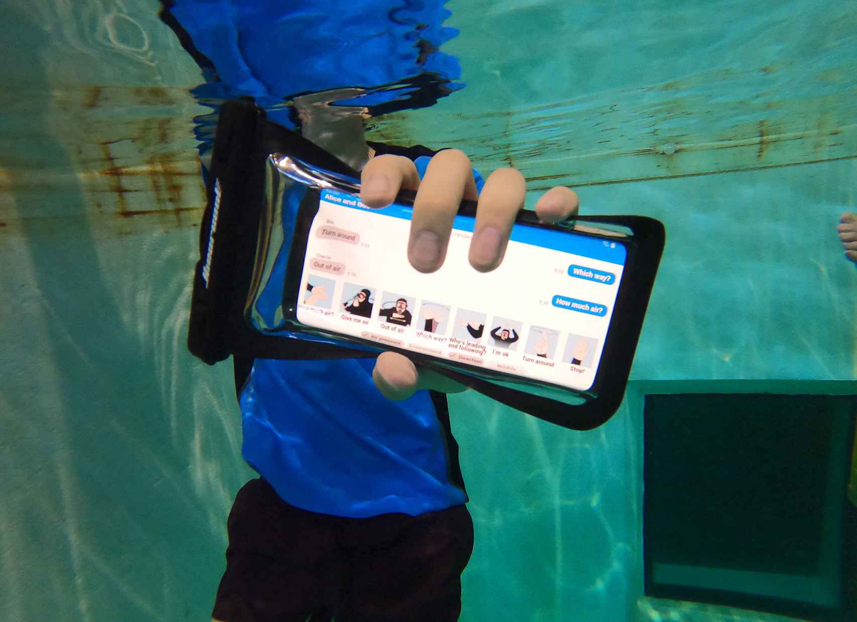 The app for communicating underwater