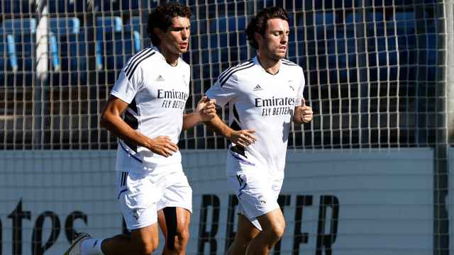 Vallejo y Odriozola, en un entrenamiento del Real Madrid