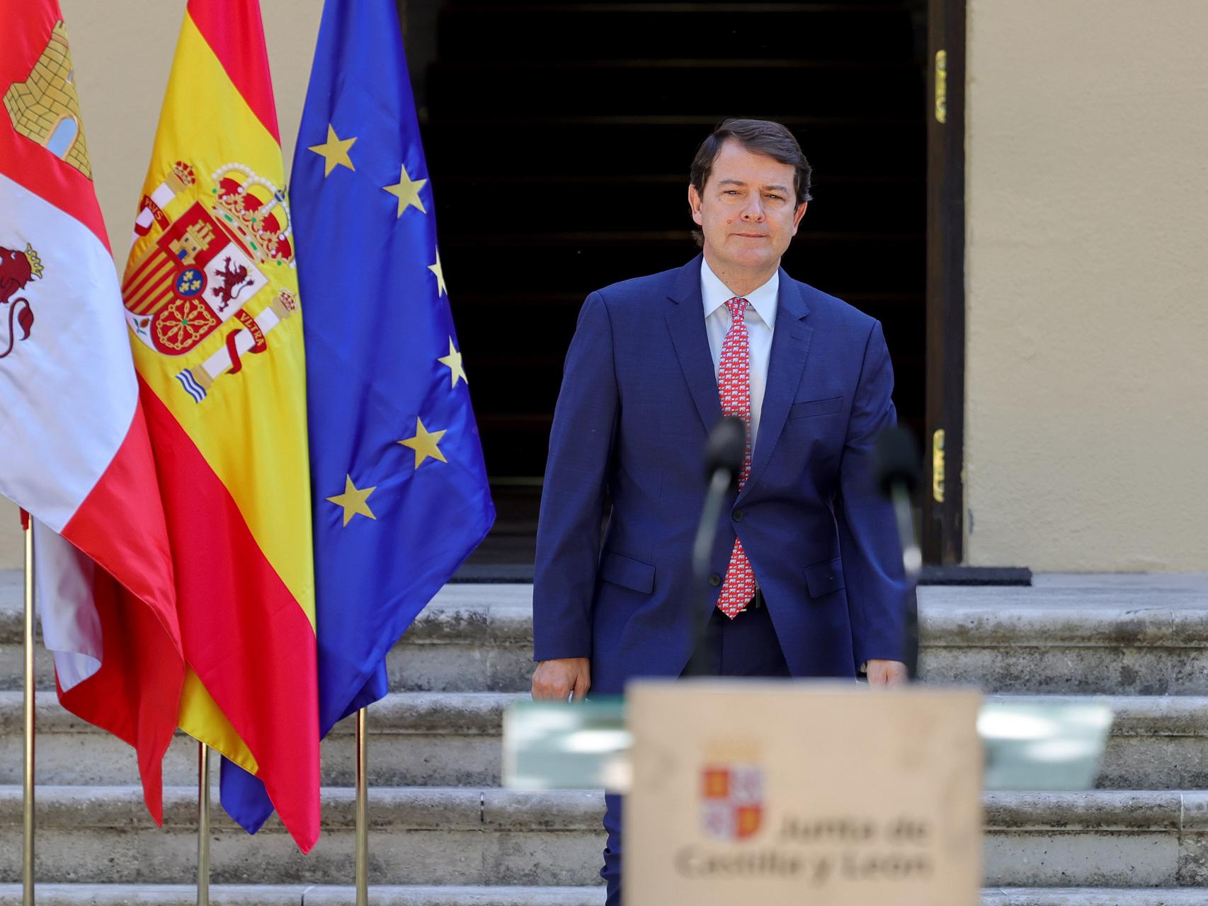 El presidente de la Junta, Alfonso Fernández Mañueco, durante su rueda de prensa de este miércoles.