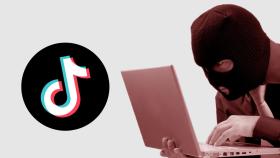 Montaje con el logo de TikTok y un hacker