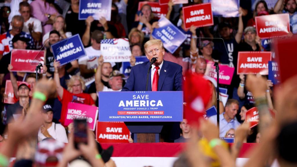 Donald Trump. durante el mitin celebrado en Wilkes-Barre, Pennsylvania.