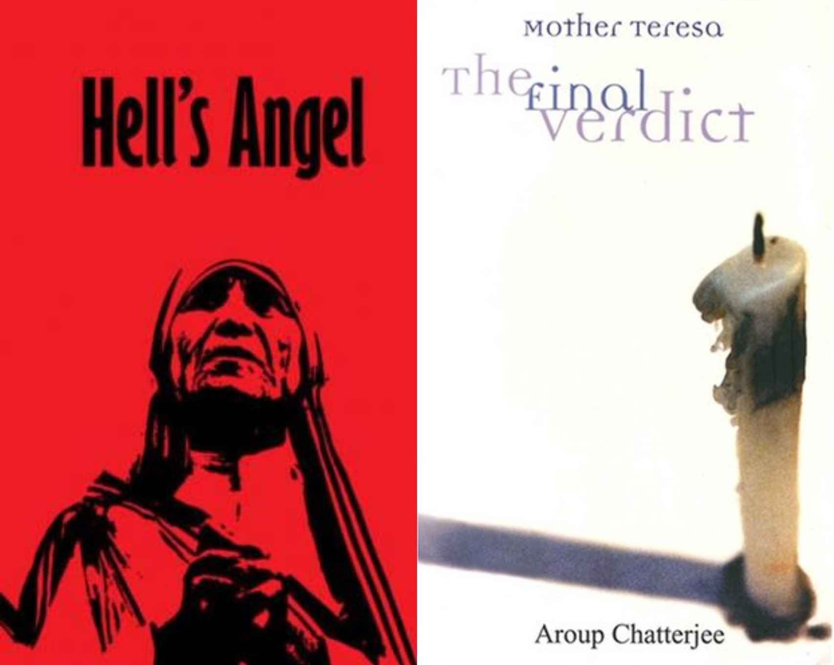 Imagen del documental 'Hell's Angel', de Christopher Hitchens; y del libro 'Madre Teresa, el veredicto final', de Aroup Chatterjee.