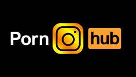 Fotomontaje con los logos de PornHub e Instagram