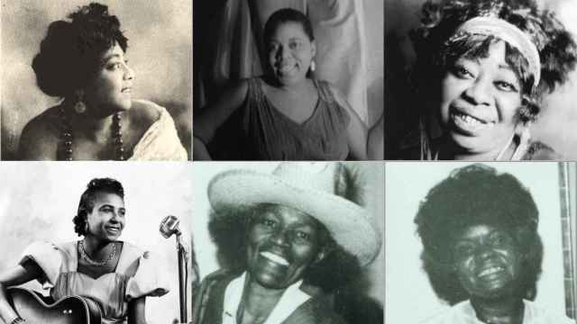 De izquierda a derecha y de arriba a abajo: Mamie Smith, Bessie Smith, Ma Rainey, Memphis Minnie, Big Mama Thornton y Koko Taylor.