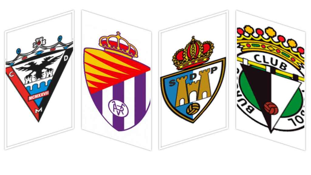 Los escudos de los cuatro clubes.