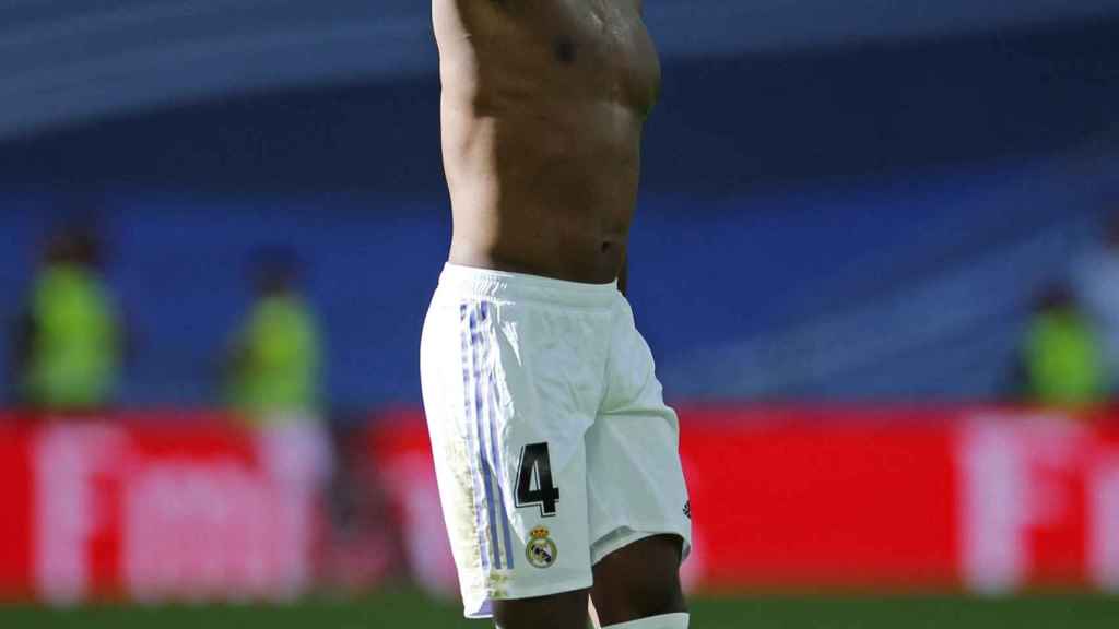 David Alaba, en un partido del Real Madrid de La Liga 2022/2023
