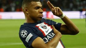 Kylian Mbappé, celebrando un gol con el PSG en la Champions League 2022/2023