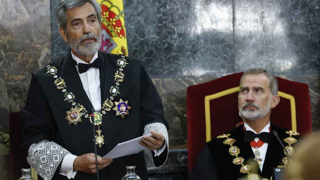 Carlos Lesmes, ante el Rey, en la ceremonia de inicio del curso judicial el pasado miércoles.