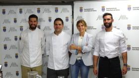 Adrián Casado, Chabela de la Torre, Daniel Toranzo y Nicolás Zurdo, en la presentación de los cursos de la Escuela de Hostelería de Santa Marta