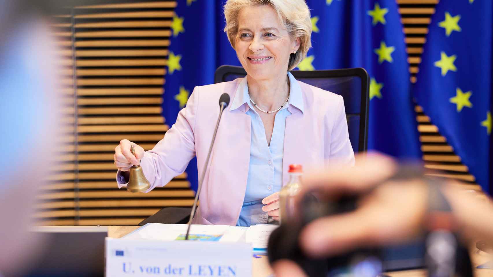 La presidenta Ursula von der Leyen, durante la reunión de la Comisión Europea de este miércoles