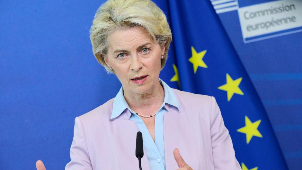 President Ursula von der Leyen, during her statement to the press this Wednesday