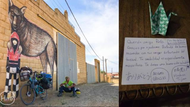 Hiro, a la entrada de Torres del Carrizal, y la nota de despedida que dejó a Rafa