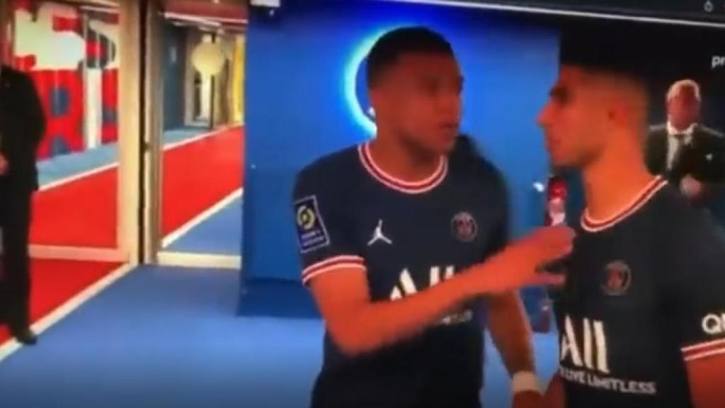 La bronca de Kylian Mbappé a Achraf Hakimi