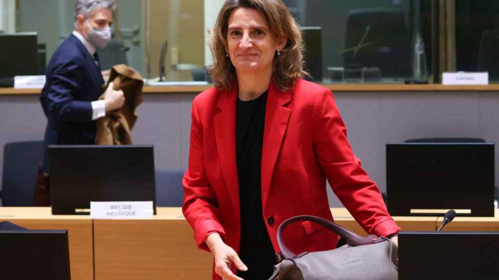La vicepresidenta Teresa Ribera, durante una reunión de ministros de Energía de la UE