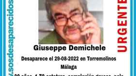 Cartel avisando la desaparición de Giuseppe Demichele.