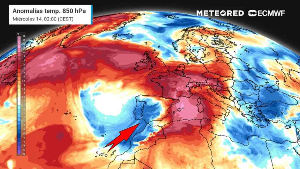 Las masas de aire frío que afectarán esta semana a España. Meteored.
