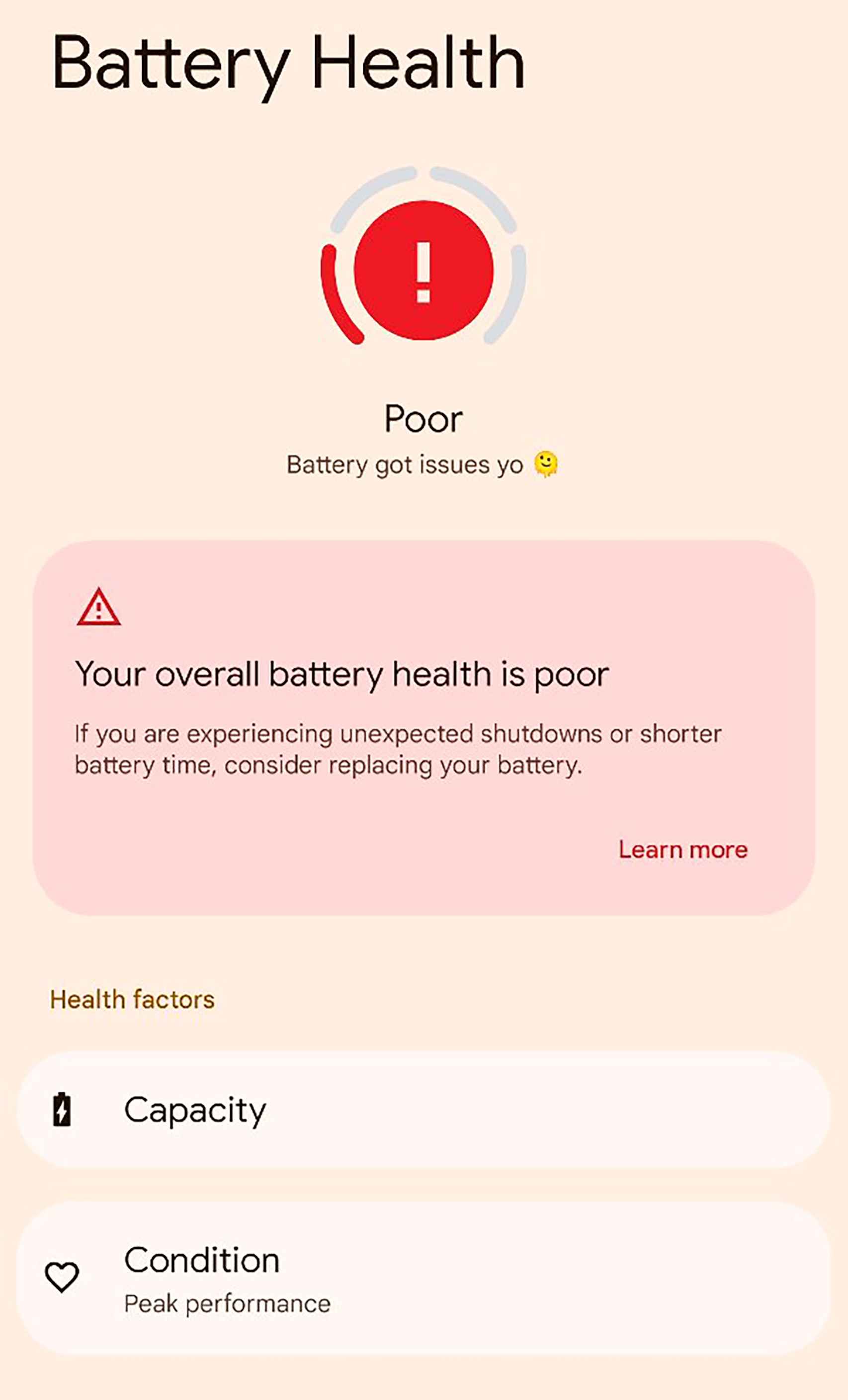 Salud de la batería en Android 13