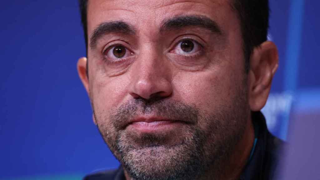 Xavi Hernández, en rueda de prensa de la UEFA Champions League