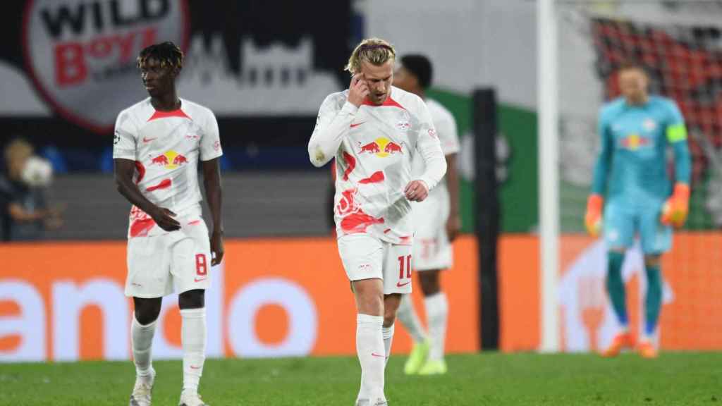 Emil Forsberg se lamenta tras encajar un gol contra el Shakhtar Donetsk