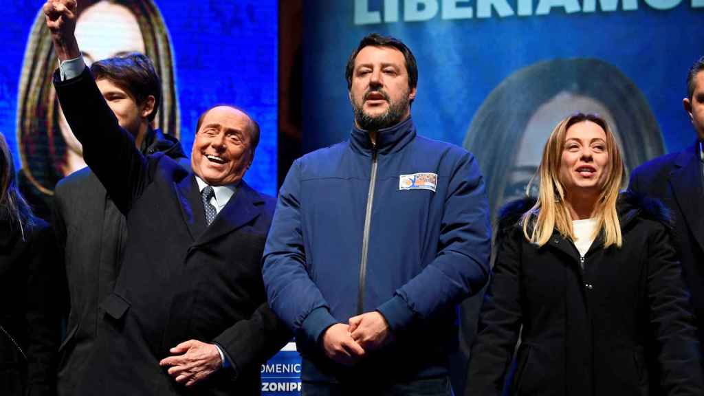 Berlusconi, Salvini y Meloni en una imagen de enero de 2020.