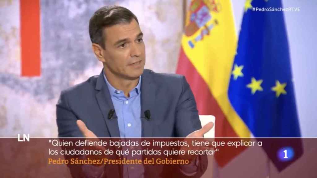 Pedro Sánchez, en un momento de la entrevista en La 1.